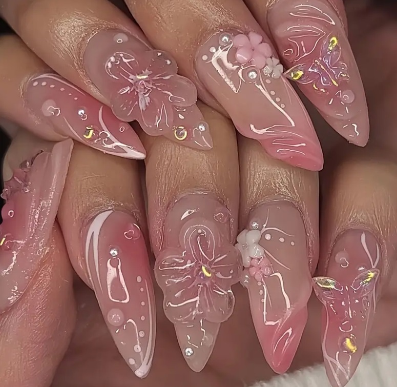 Pink Moonlight- 3D Luxury Nails