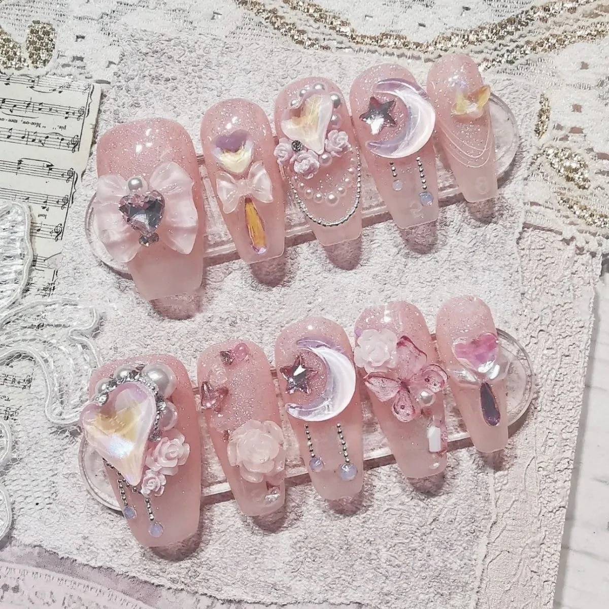 Crystal Bow Mermaid - 5D Luxury Nails